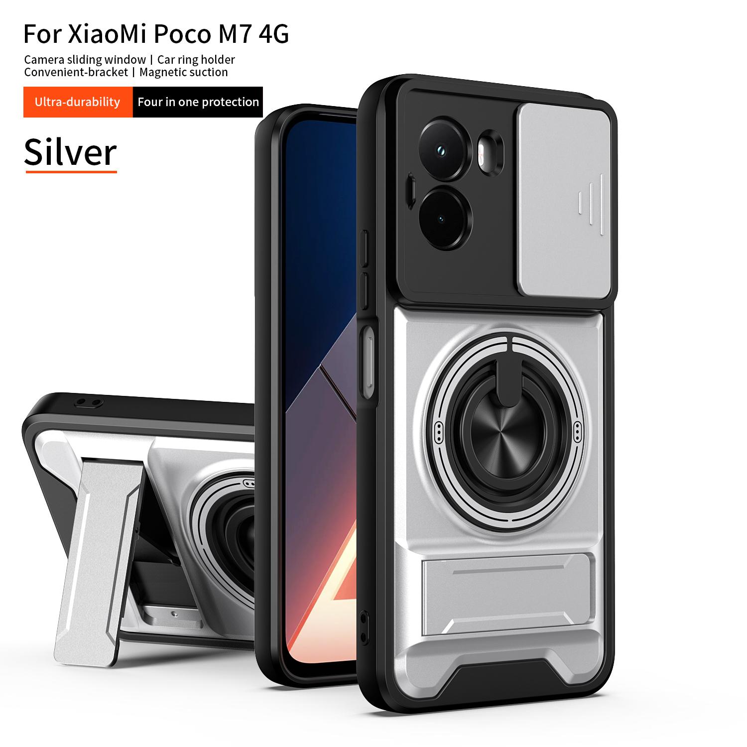 

Чохол для POCO M7 4G Чохол Обертовий Засувка Захисне кільце для камери Підставка Ударостійкий Чохол Capa Funda for POCO M7 4G білий