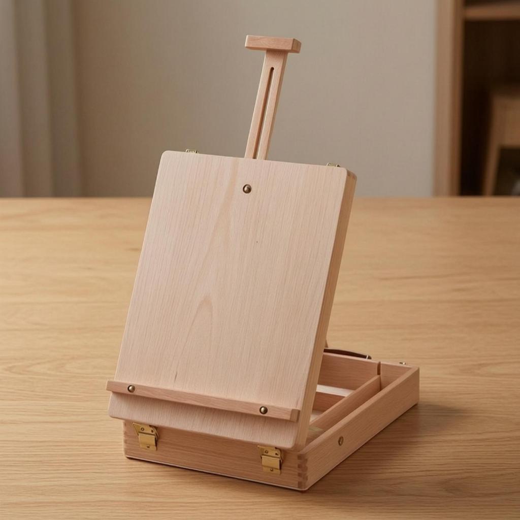 Tabletop Easel with Art Storage Box Wooden Sketchbox Sturdy for Studio