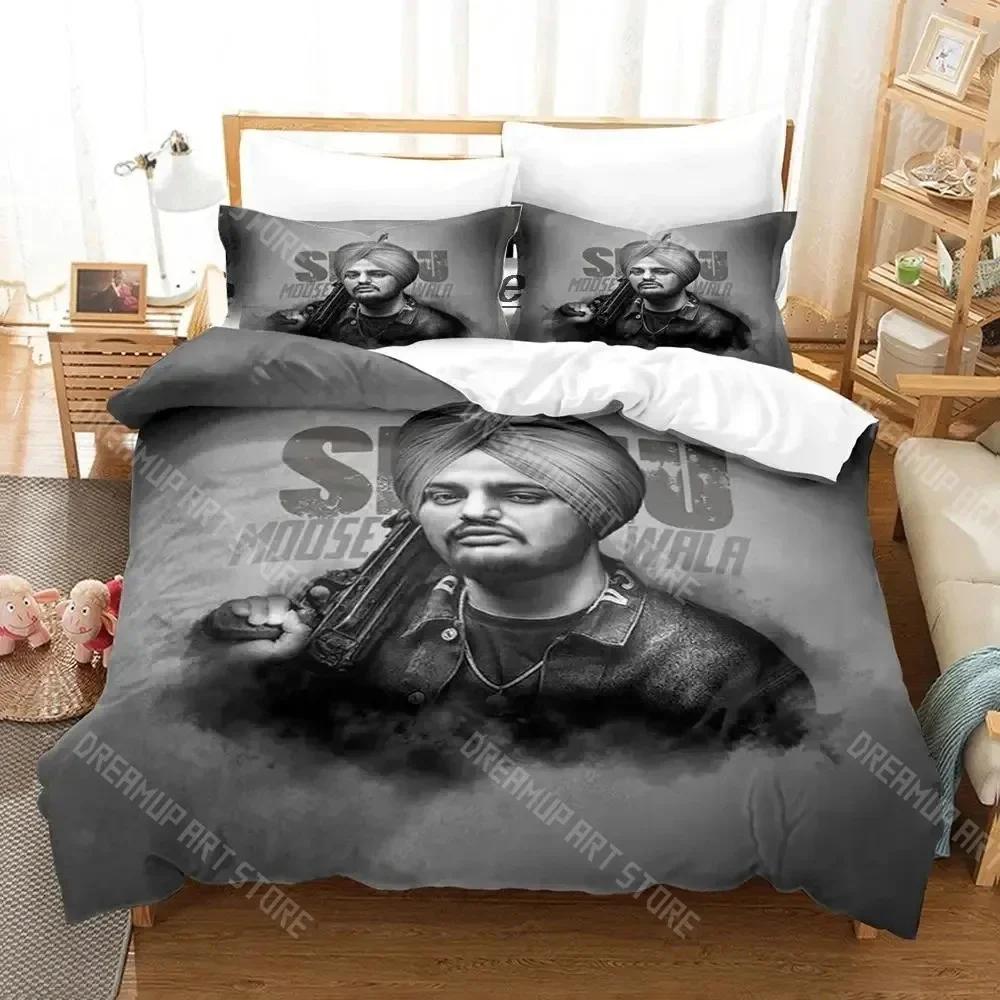 

3D Print Sidhu Moosewala RIP Bedding Set Boys Girls Twin Queen Size Duvet Cover Pillowcase Bed Kids Adult Fashion Home EU Single 90x200cm