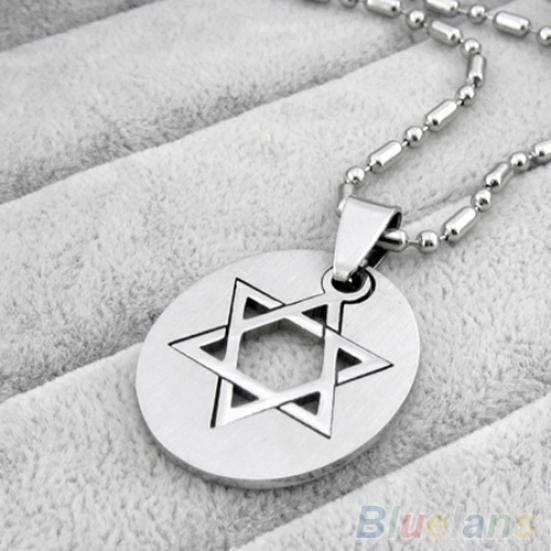 Unisex nerezový odnímatelný řetízkový náhrdelník Magen David Hexagram