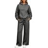 Ensemble assorti pantalon large à épaules tombantes doublé grande taille pour femme Survêtement décontracté athlétique pour l'automne l'hiver