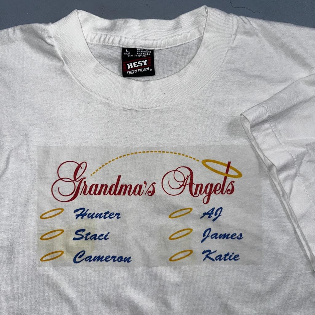 Grandmas Angels 90s VTG T Shirt Wild Sick Death Jesus Heaven Pray RIP Single Rap