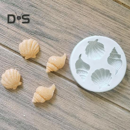 Geruchlose Muschelmuschelform, wiederverwendbar, nützlich, 4 Mulden, Muschelmuschel-Silikonform