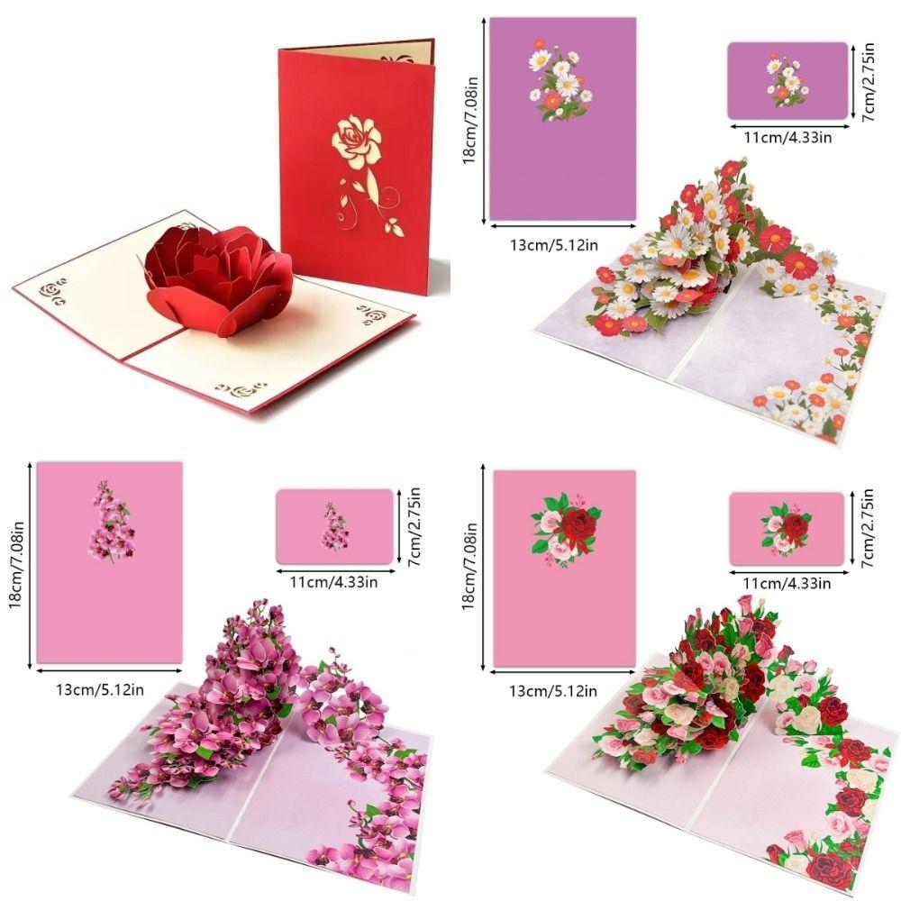 Pop-Up Design 3D Pop-Up Rose Card Rose Wedding Greeting Card Mother'S Day