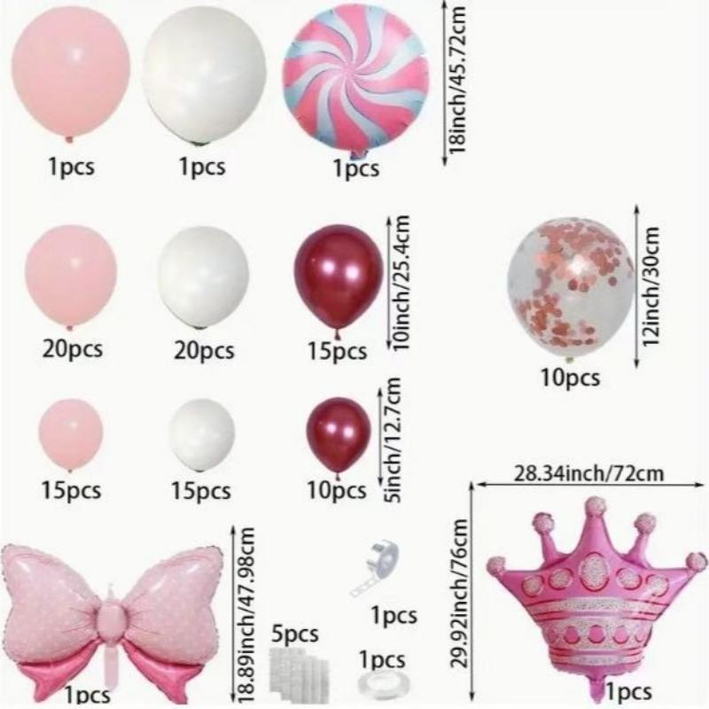 Rosa Krona Folieballonger Set Barnkalas Dekorationsmaterial