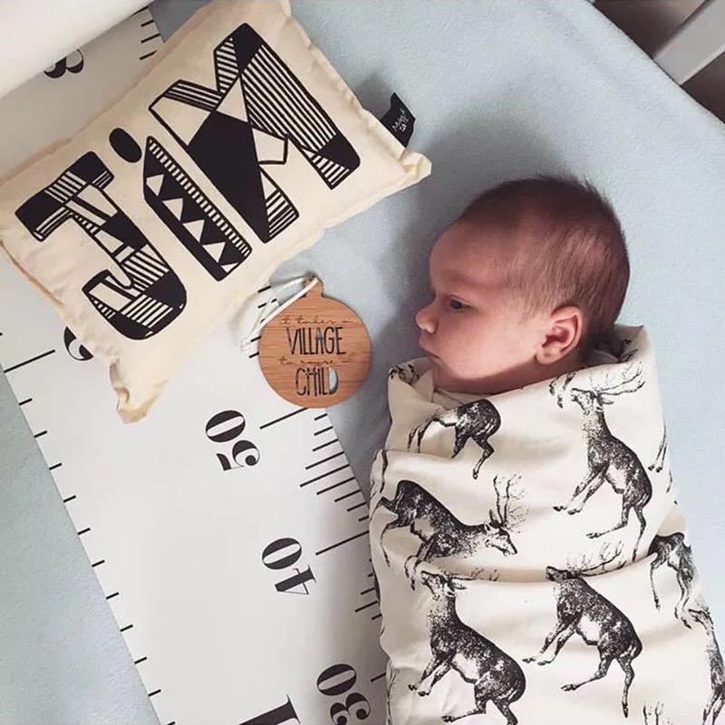 Kids Growth Measurement Ruler Wood Frame Canvas From Baby To Adult Measurement Ruler For Child's Room Living Room Decoration