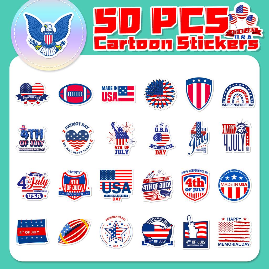 50 American Stars and Stripes Independence Day Stickers American Flag General Election Personalized Graffiti Stickers