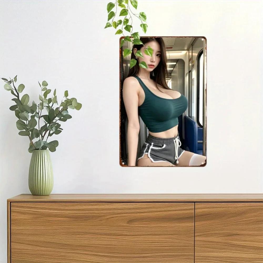 Vintage Aluminum Wall Art 8x12 Inch Retro Girl Design Garage Decor Home Bar Man Cave Metal Sign