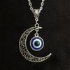 Moonflower Turkish Eye Necklace With Alloy Pendant And Cross Chain For Fashionable Women