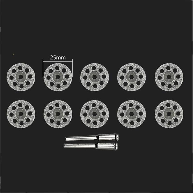 10Pcs Mini Sharp With Hole Diamond Cut Off Rotary Tool Cutting Disc Disks DIY Tools Accessories For Dremel 2Pcs Rod