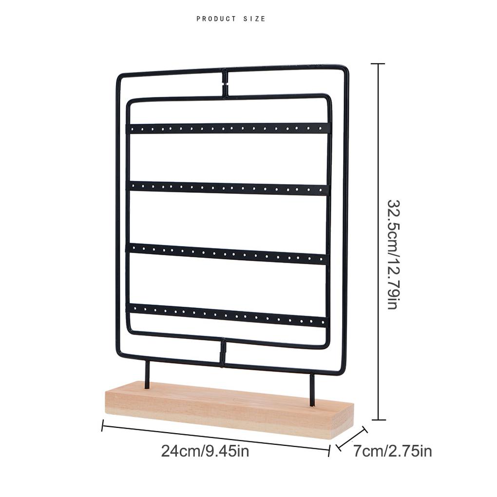 Jewelry Holder 5 Layers Ear Card Rotating Stand Earrings Pendant Hanger Wood Base Jewellery Rack Showcase Organizer