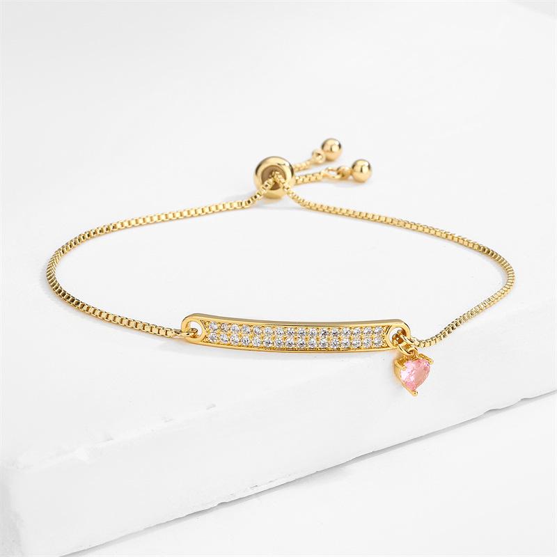 Summer High-end Exquisite Double-row Heart Pendant Bracelet with Micro-inlaid Cubic Zirconia for Women