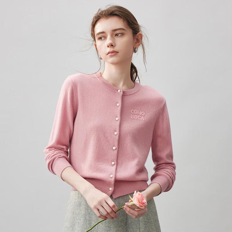 Komomboka Women's Cashmere Round Neck Cardigan