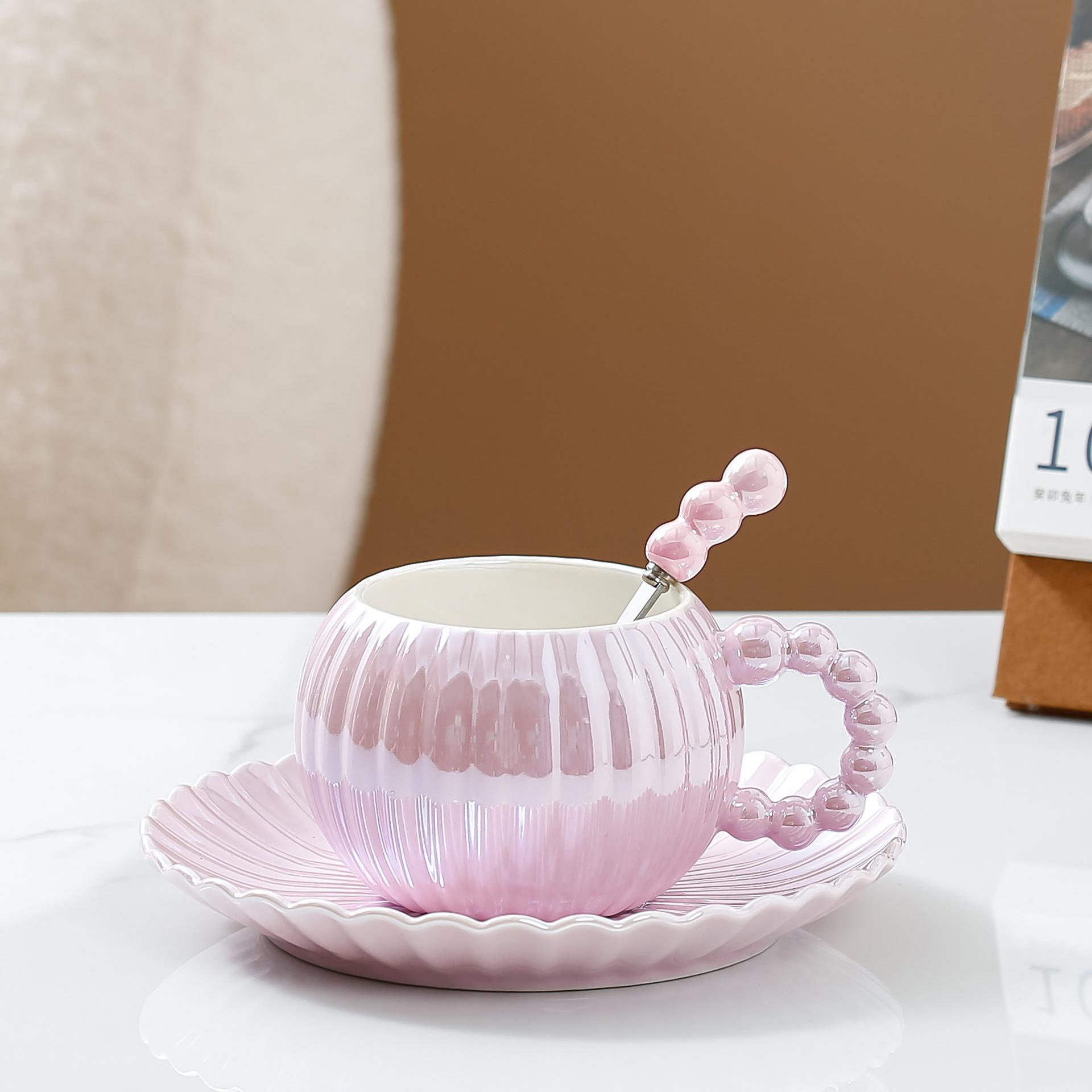 

BR260ml Light Luxury Coffee Cup Couple Afternoon Tea Coffee Cup Plate Set Office Ceramic Mug Modern Home Breakfast Milk Cup GiftEY 260ml