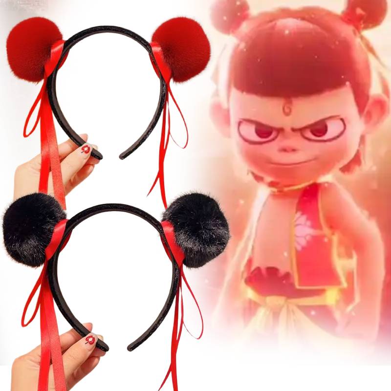 Movie Ne Zha Merchandise Hairball Headband  Hair Band Decoration Kids Gift Cute