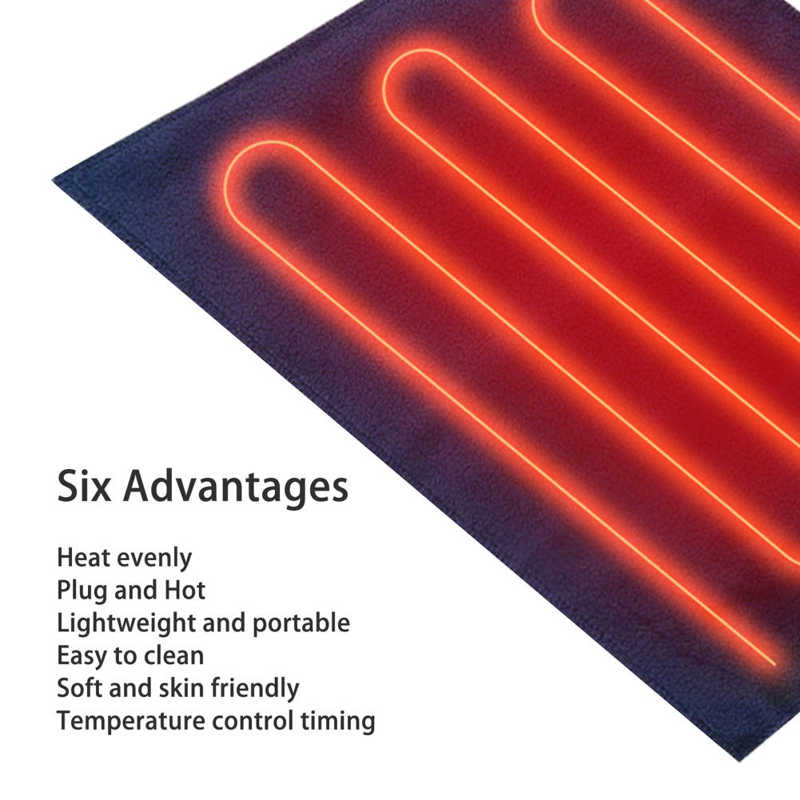 Heated Blanket Mat Portable USB Heating Pad Shoulder Neck Leg Waist Heating Pads With Multi Level Temperature Adjustment Timing