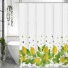 Yellow Green Lemon Shower Curtain, Bathroom Decorative Shower Curtain, Waterproof Shower Curtain with Hooks