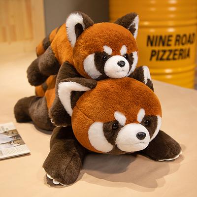 Non-Toxic Raccoon Wild Forest Animal Doll Plush Toy Stuffed Red Panda Sitting&Lying Plushie Like Real Kids Appeasing Gift