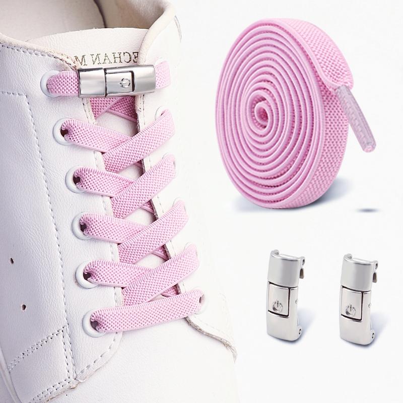 Flat Elastic Shoelace for Sneakers Sport Tieless Shoe Laces Press Lock No Tie Shoelaces One Size Fit All Adult Kids 1Pair/2Pair