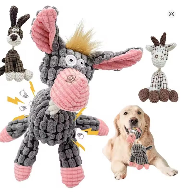 Donkey Shape Plush Dog Sounding Toy Interactive Bite Resistant Molar Training Decompress Pet Supplies for Dogs