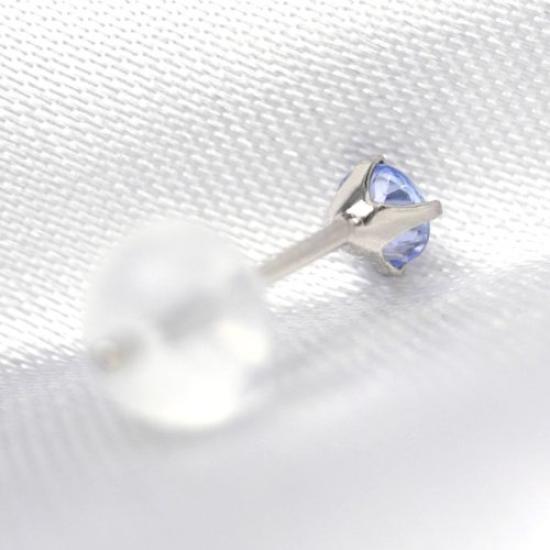 Pt900 Platinum 3mm Stud Earrings with December Birthstone Tanzanite (Pair)