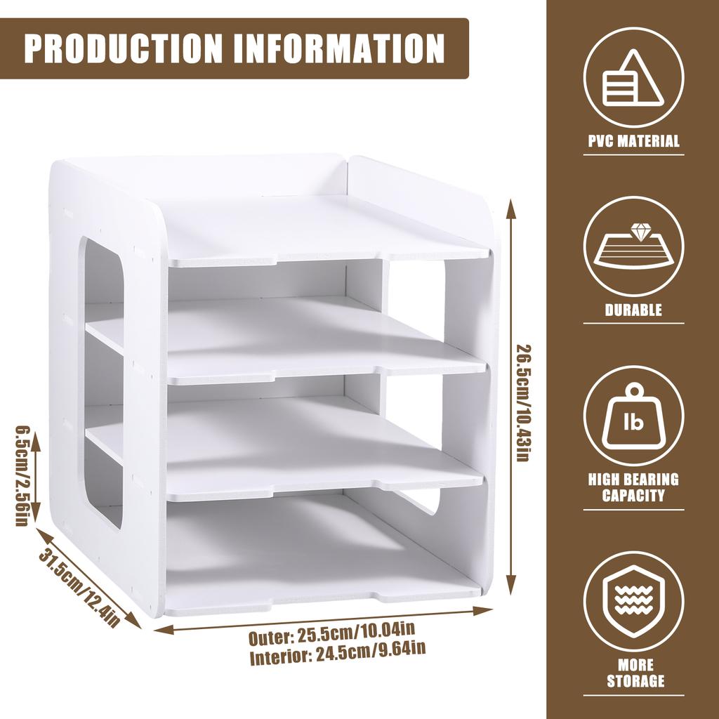 7/4-layer File Storage Rack Desktop Organizer File Sorter Organizer for A4 Paper Magazine Newspaper Office Supply Sorting Rack