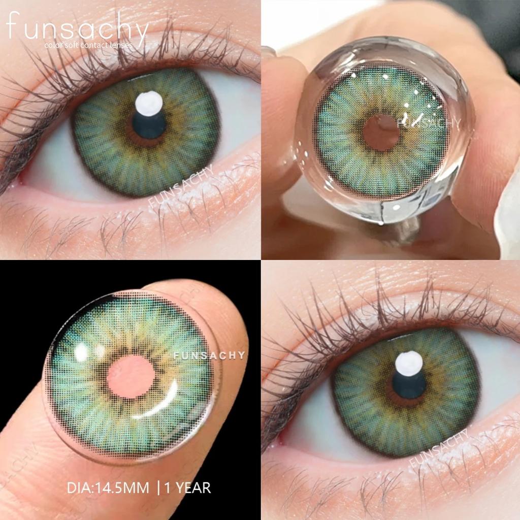 FUNSACHY 2 st Nya Färgglada Kontaktlinser för Ögon Koreansk Stil Mode Linser Y2k Blå Ögonlinser Colorcon Årlig Grå Ögonlins