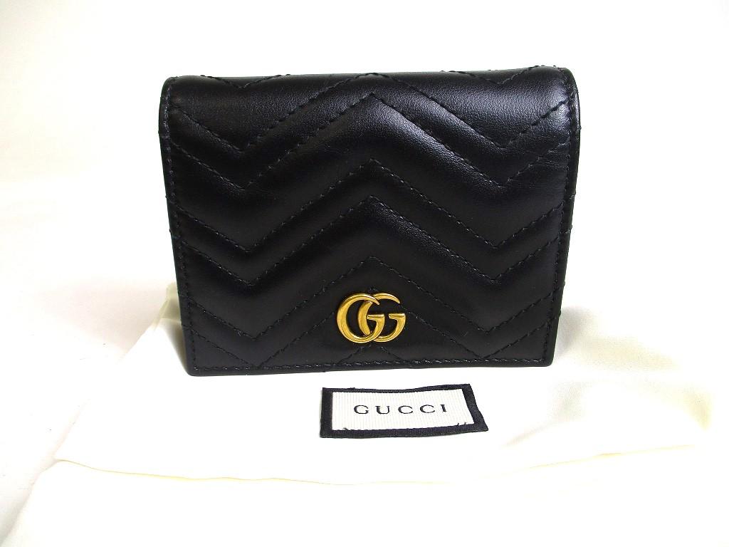 

Автентичний GUCCI GG Marmont чорний шкіряний двоскладний гаманець Компактний гаманець #a451 відремонтований
