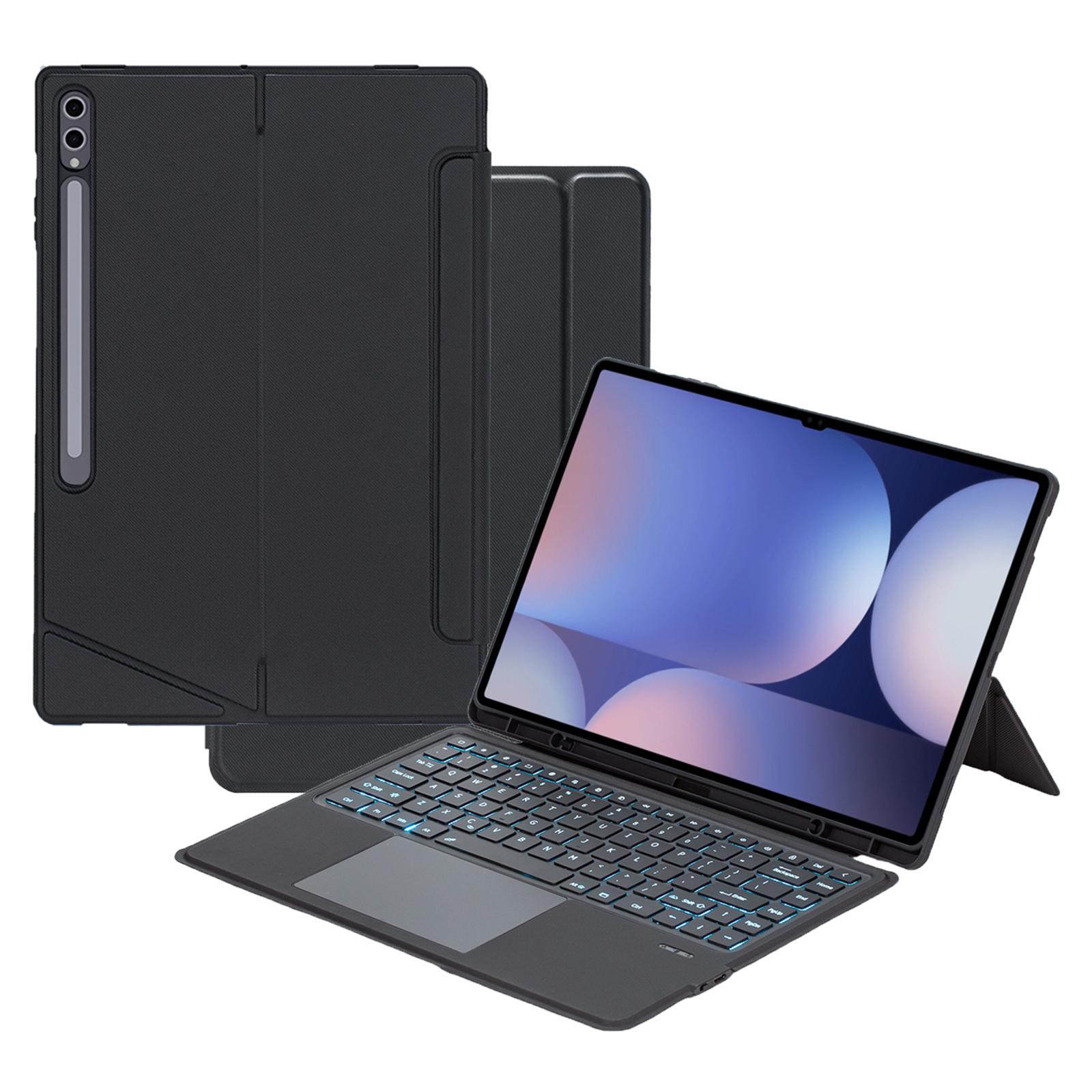 

T910B-AS Leather Keyboard Case for Samsung Galaxy Tab S10 Ultra/S9 Ultra/S8 Ultra Backlit Touchpad Bluetooth-compatible Keyboard A
