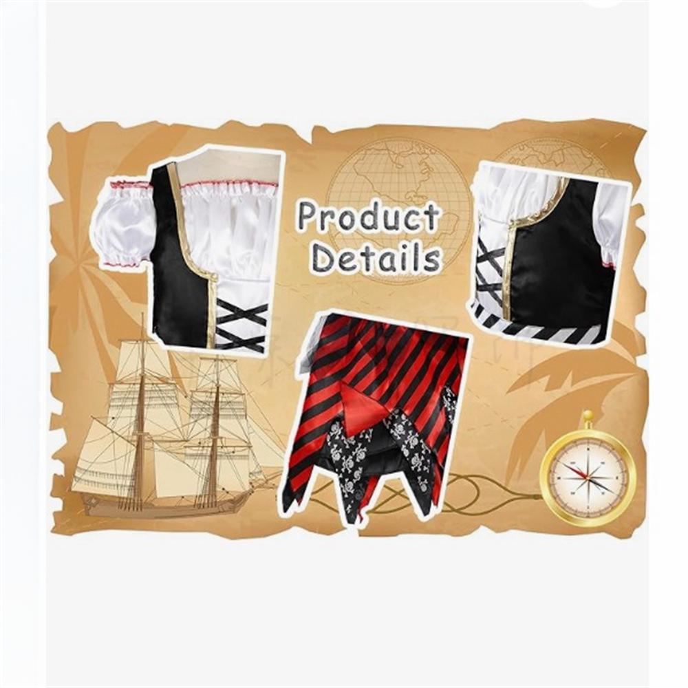 Captain Jack Sparrow Pirate Costume for Kids - 3-Piece Halloween Cosplay Outfit