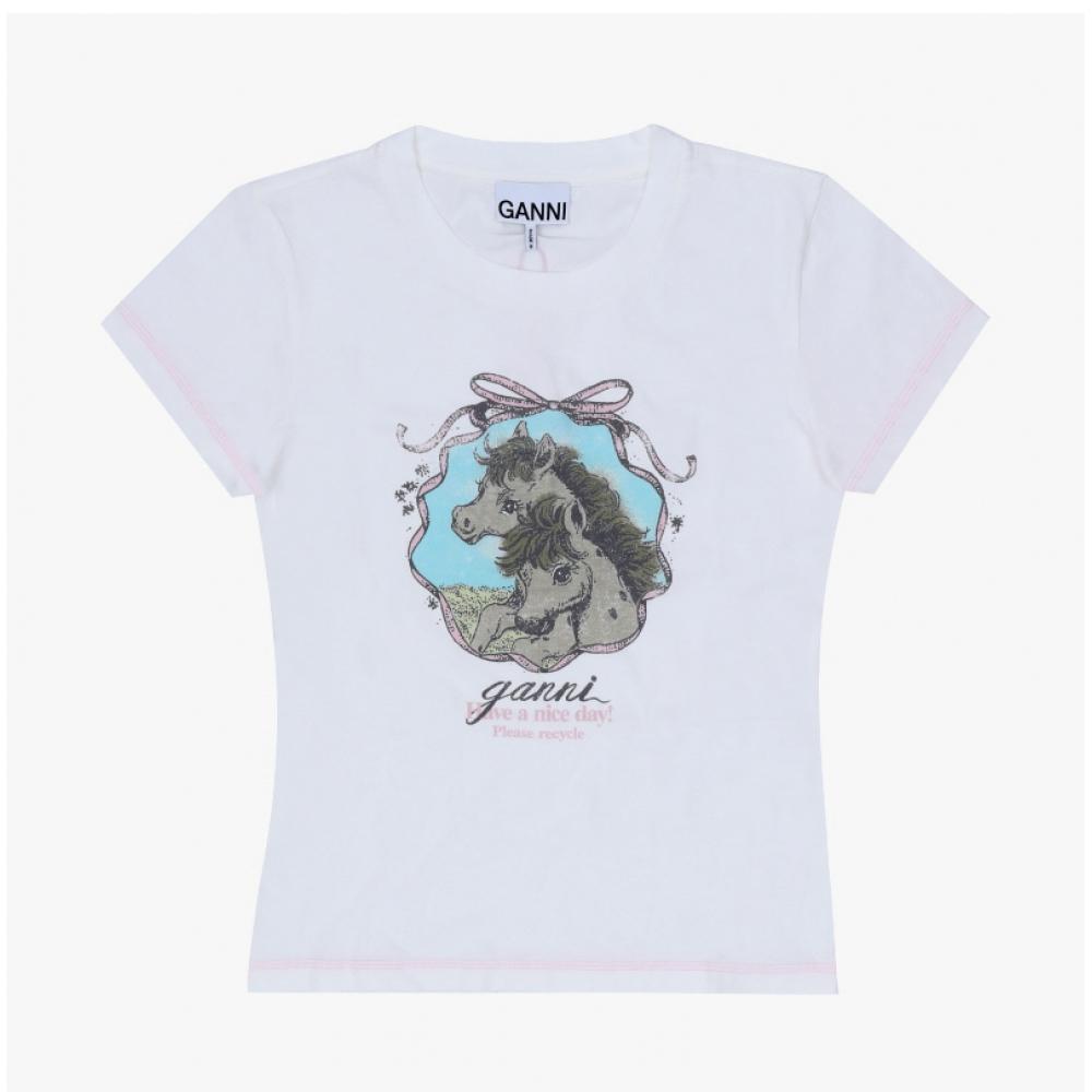 Ganni Women Pony Logo Baby FiT T shirT A1050220