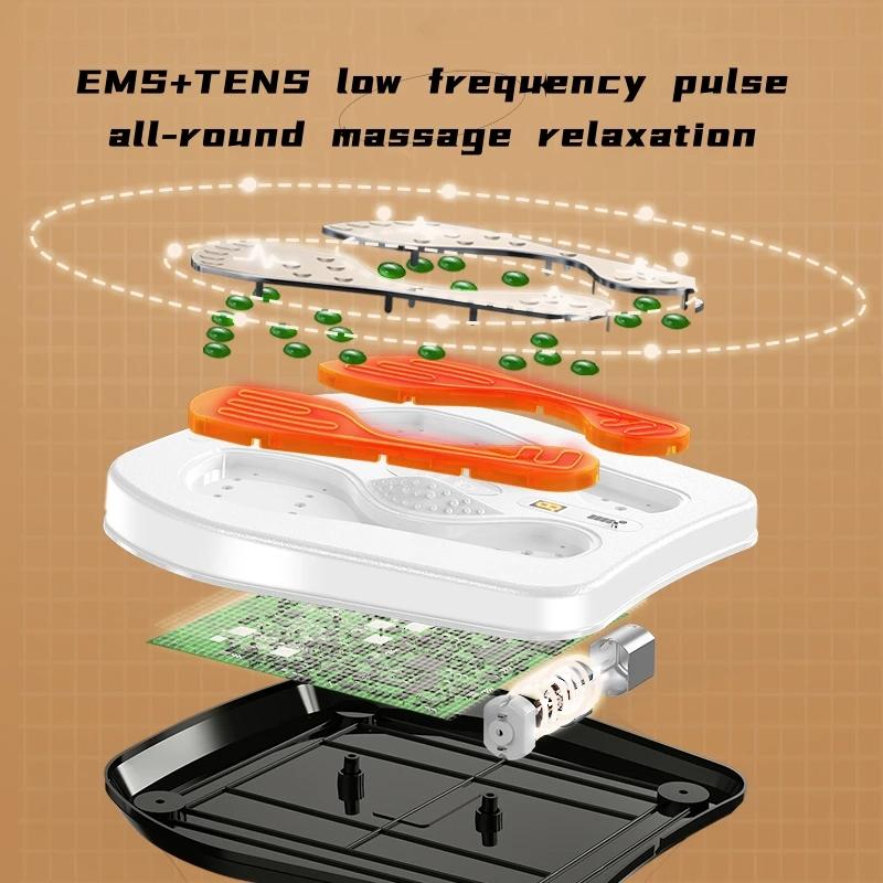 Intelligent varmenevropati muskelavlastningsstimulator sirkulasjonsfotmassasjepute elektrisk Shiatsu EMS fotmassasjemaskin