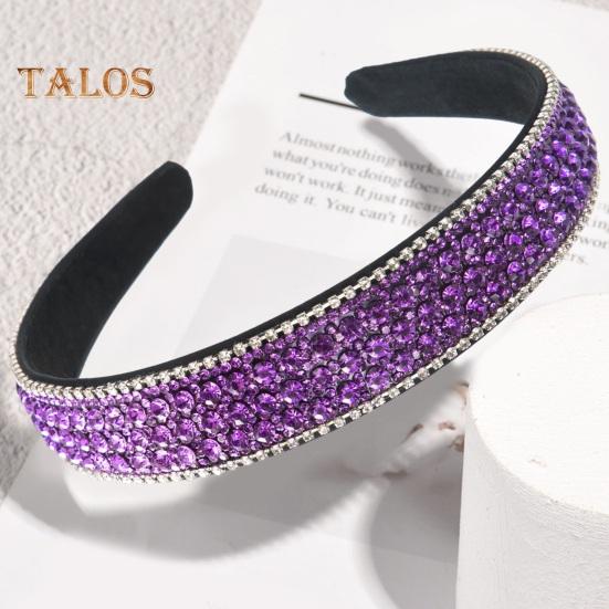 Retro Wide Hair Hoop Shiny Rhinestones Inlaid Lightweight Headband Bright Color Hairband Hair Accessories