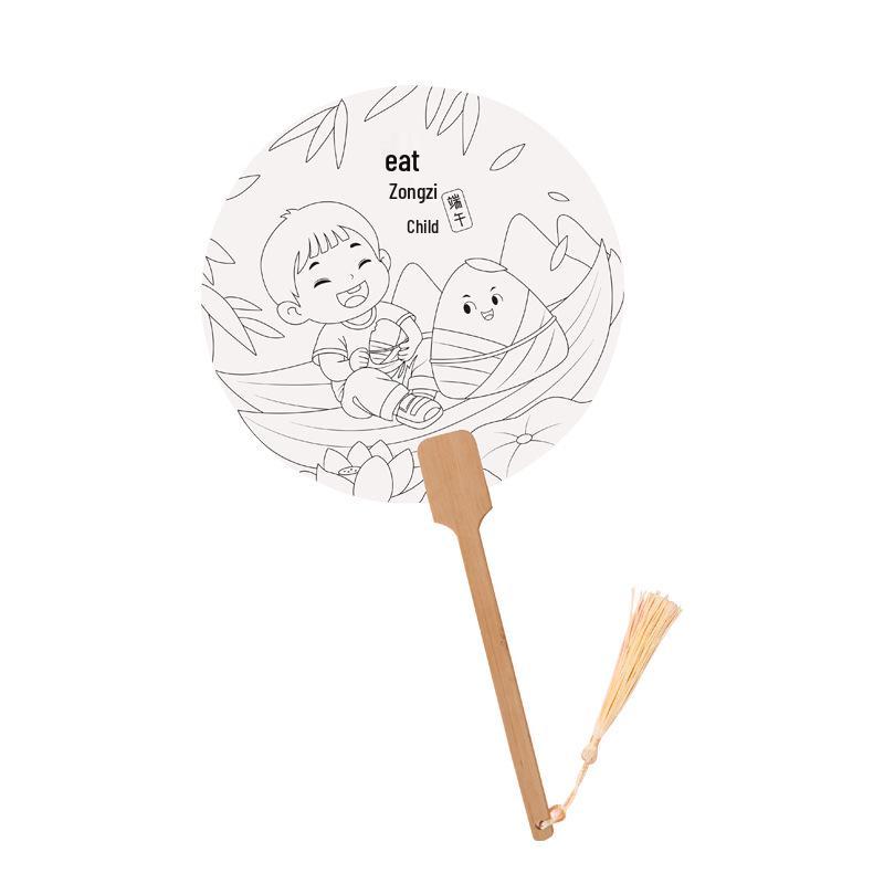 Dragon Boat Festival Round Fan Craft Kit for Kids - Paint and Color Your Own Xuan Paper Fan