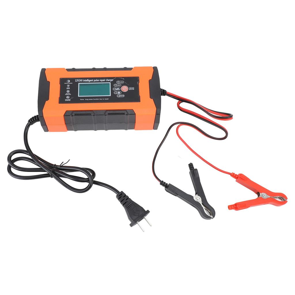 12V 24V Intelligent Pulse Repair Charger with LCD Display Car VRLA Battery Charger for Lawn Mower Motorcycle