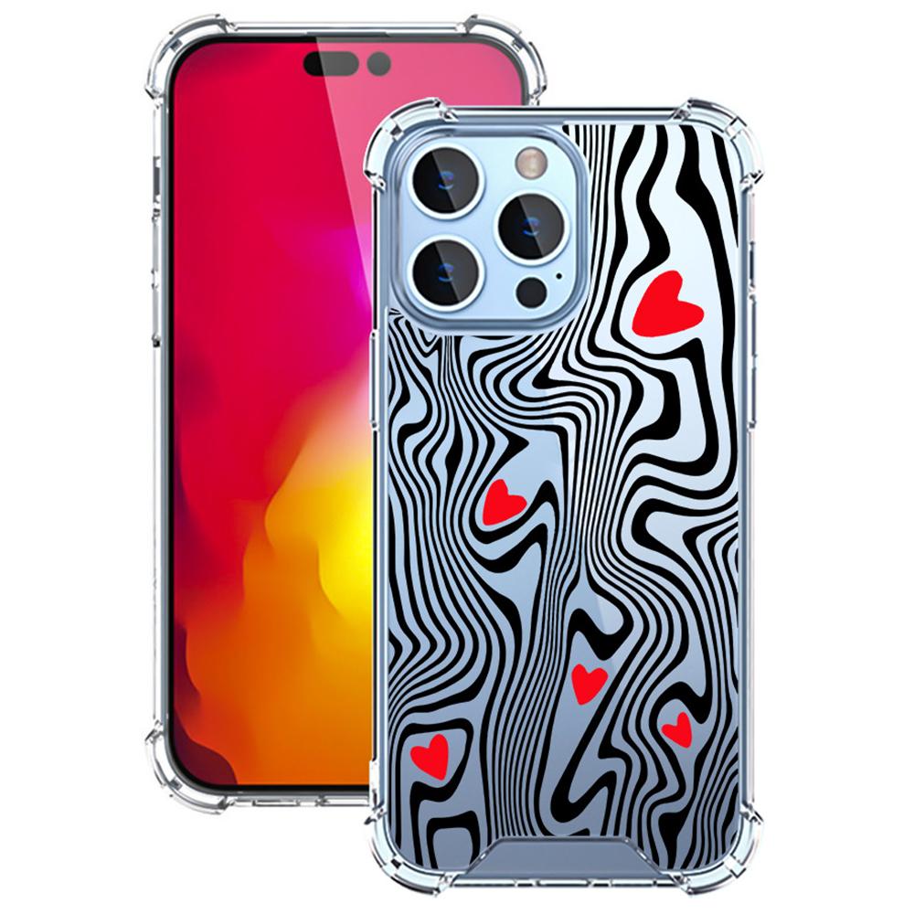 For iPhone 16 Pro Case Colorful Wave Pattern Printing Soft TPU+PC Phone Cover