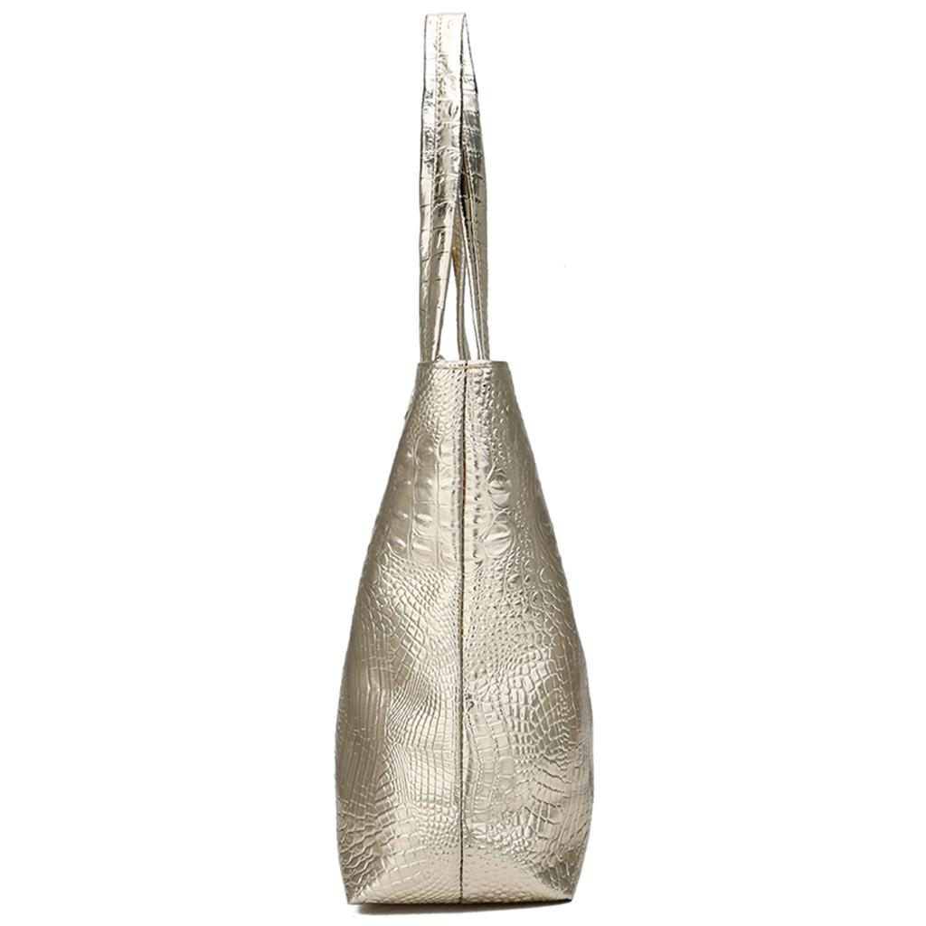 Women Fashion Alligator Solid Large Capacity Shoulder Tote Handbag Bags