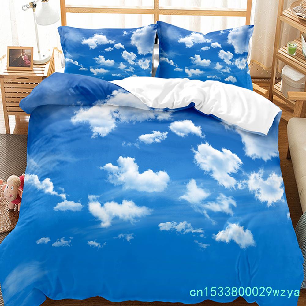 White Cloud Duvet Cover Set Comforter Cover Twin Full King Size For Kids Teens Adults Bedroom Decor Bedding Set With Pillowcase