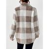 Ladies' Plush Fleece Winter Coat - Grid High Stretch Coat, Middle Eastern Elegant Collection, Machine Washable for Autumn and Winter