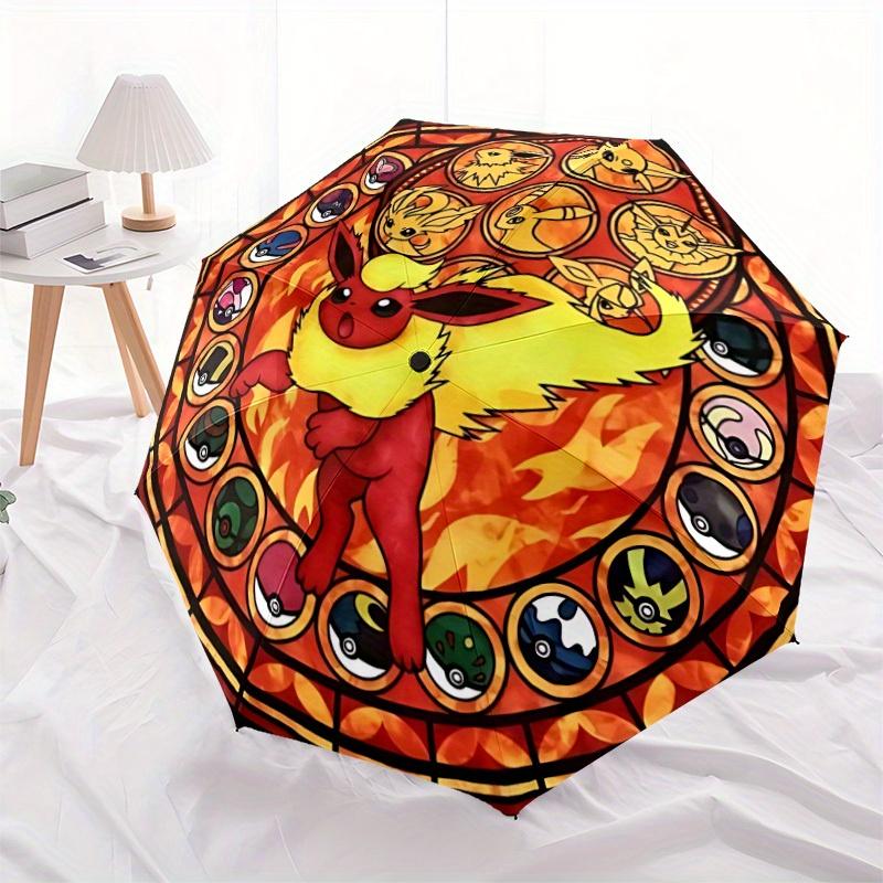 1pc Pokémon, Flareon Automatic Umbrella Durable Iron Frame & Plastic Handle, Gift for Men & Women, Sturdy Construction, Playful Design Yy250826170