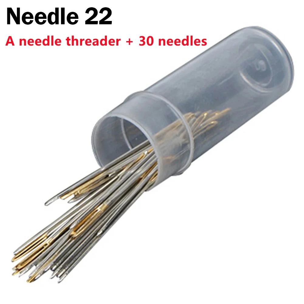 100/30PCS Multi-size Tail Embroidery Fabric Cross Stitch Darning Needles Craft Tools 22/24/26# Stainless Steel DIY Sewing Needle