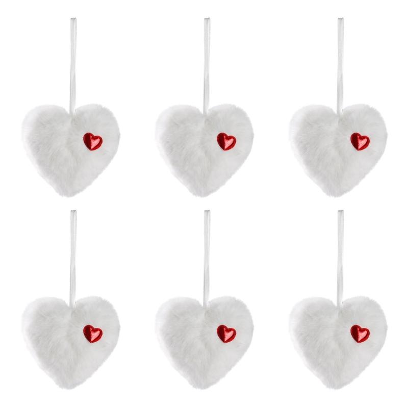 

Gentle Rabbit Hair Ball Heart Ornament Feature Ribbon Hanging Accessory For Safe Kids Room And Family Friendly Decors белый