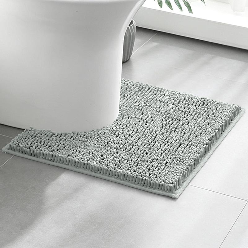 Toilet Mat U-Shaped Bathroom Carpet Bathroom Non-Slip Luxury Chenille Bath Mat U-Shape-Ultra Soft Absorbent Plush Carpet Washable Quick Dry