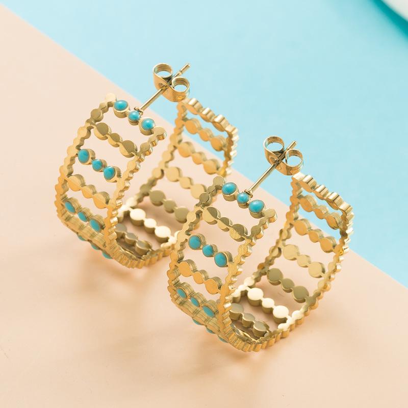 Frauen Einfache C-Form Creolen Edelstahl Titan Stahl Tropf Öl Gold Farbe Geometrische Ohr Ornamente