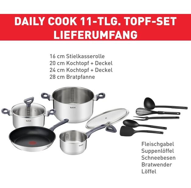 Набор сотейников Tefal G713SB Daily Cook, 11 предметов (G713SB45)