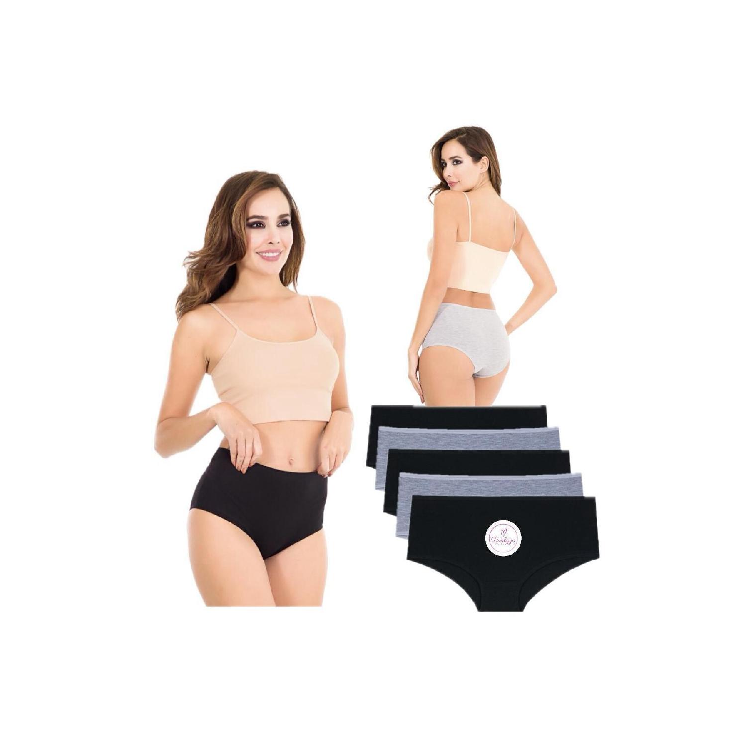 

High Waist Women s Panties 3black 2gray 5 Pieces M