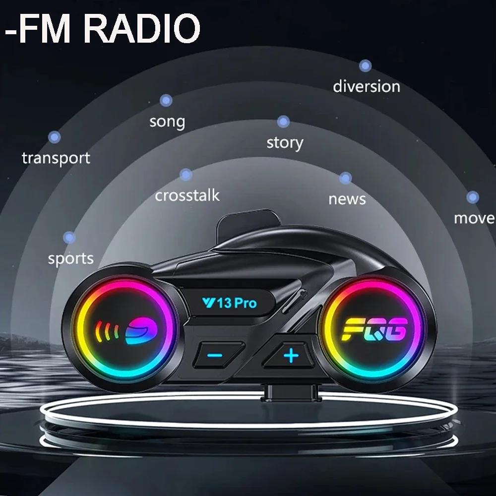 Kebidumei Motorcycle Intercom Helmet Bluetooth Headset Handsfree Communicator to 2 Riders Music Sharing Interphone with FM Radio