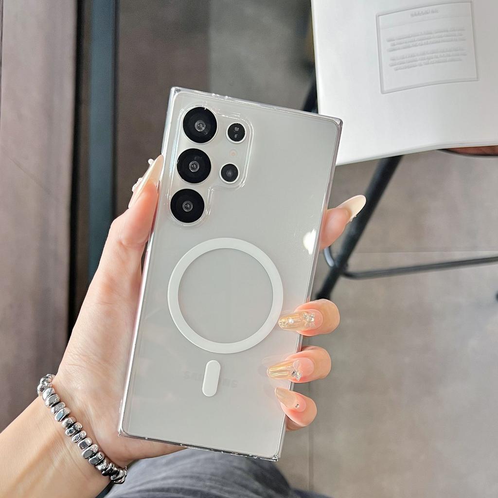 Samsung S25ultra High Magnetic Suction Phone Case Suitable for S25 S24 Ice-transparent High Level Protective Cover Anti Fall S21