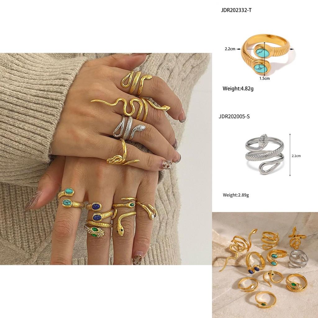 Premium Quality Geometric Snake Ring In Durable Stainless Steel For Fashion Forward Women
