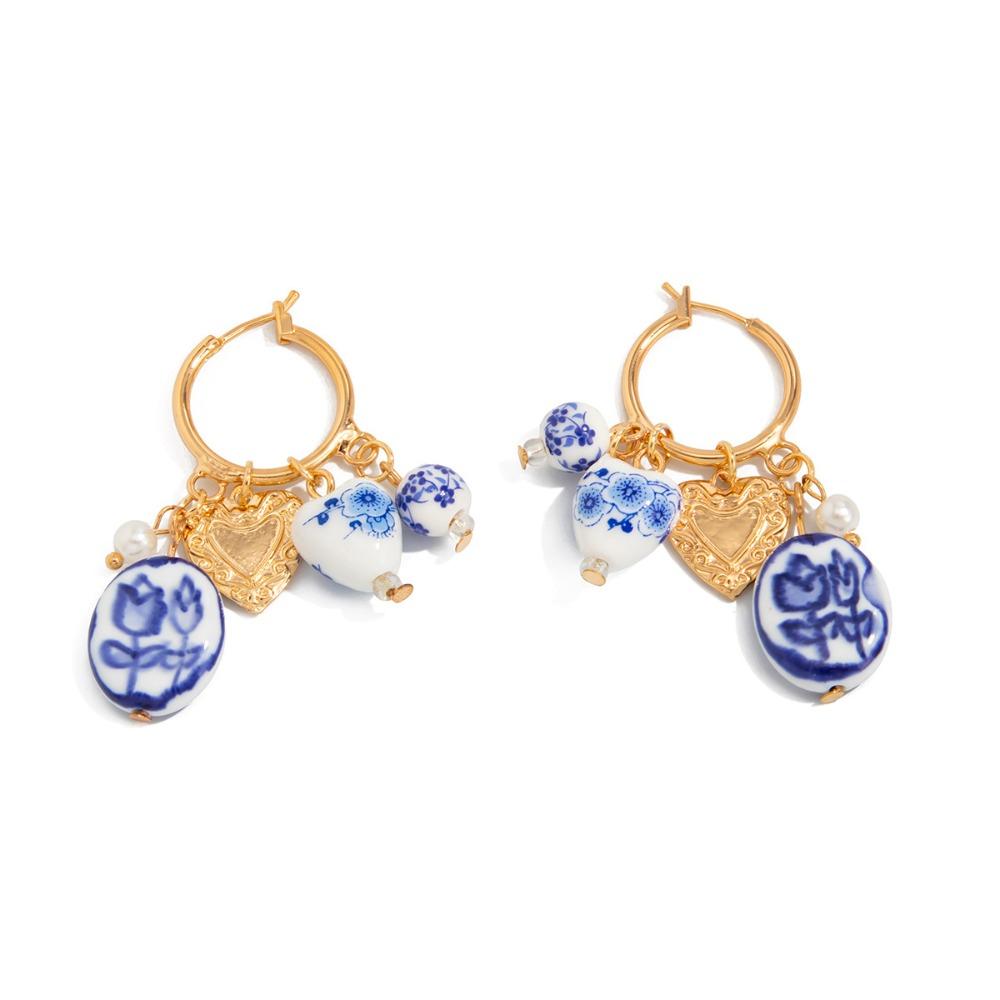 Jewelry Accessories Ceramic Ear Buckle New Chinese Style Hoop Earrings  Party